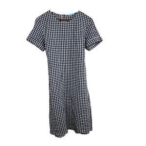 J Mclaughlin Womens Gingham Dress Sz S Tie Back Picnic Linen Blend Breathable